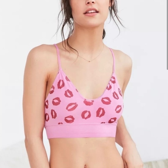 Out From Under Urban Outfitters Pink Red Kisses Bralette S - Picture 1 of 11